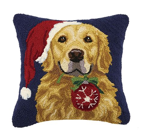 golden retriever christmas pillow